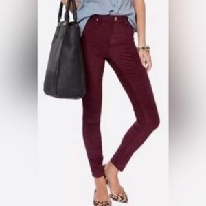 J.Crew Corduroy Toothpick Skinny Ankle Pants, Size 29 in Burgundy, Wine, maroon